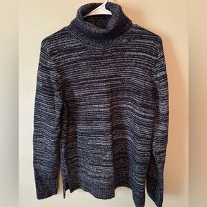 Modern Blue and White Cowl Neck Sweater